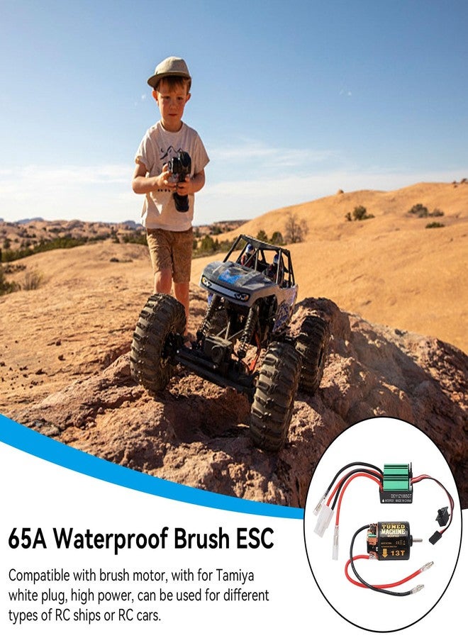 equlup 13T Brushed Motor ESC Combo, 540 Brushed Motor with 65A Water Proof Brushed ESC RC Connector Car Accessories for Scx10 90046 - Image 5